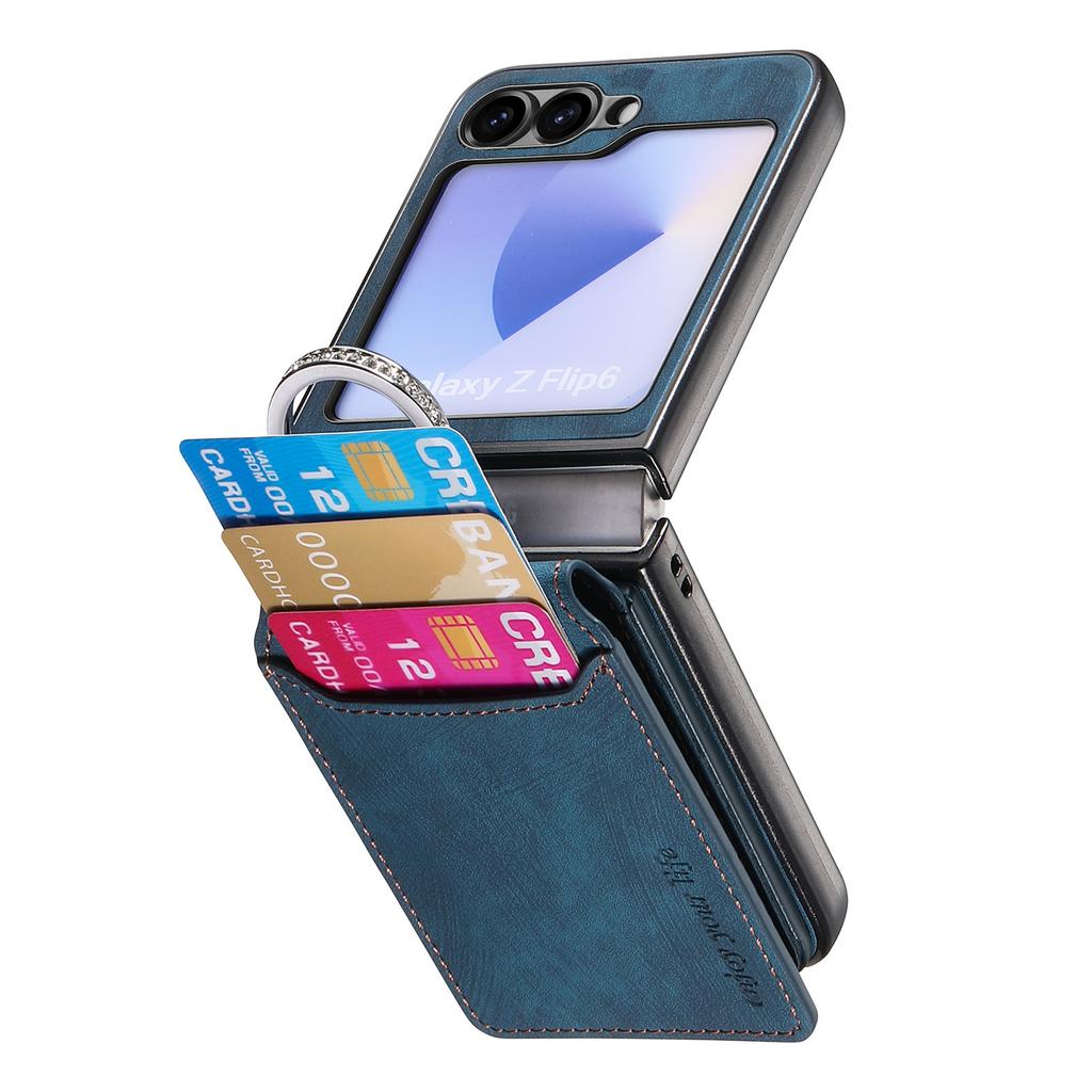 Vertical Cards Solt Wallet Leather Case for Samsung Galaxy Z Flip 7 FE 6 5 4 3 5G Ring Holder Flip6 Flip5 Pocket Bag Stand Cover