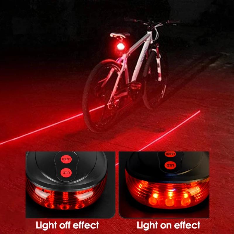 Bicycle Bike Led Lights Waterproof Cycling Taillight Safety Warning Taillight Mtb Bike Rear Tail Lights 2 Lasers 5 Led