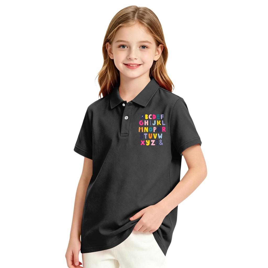 Girls Short Sleeve T-Shirt for School Uniform - Printed Casual Tee Back To School