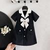 Mädchen Sommer Elegantes Block Schleifen Prinzessinnenkleid für Kleine und Mittlere Kinder