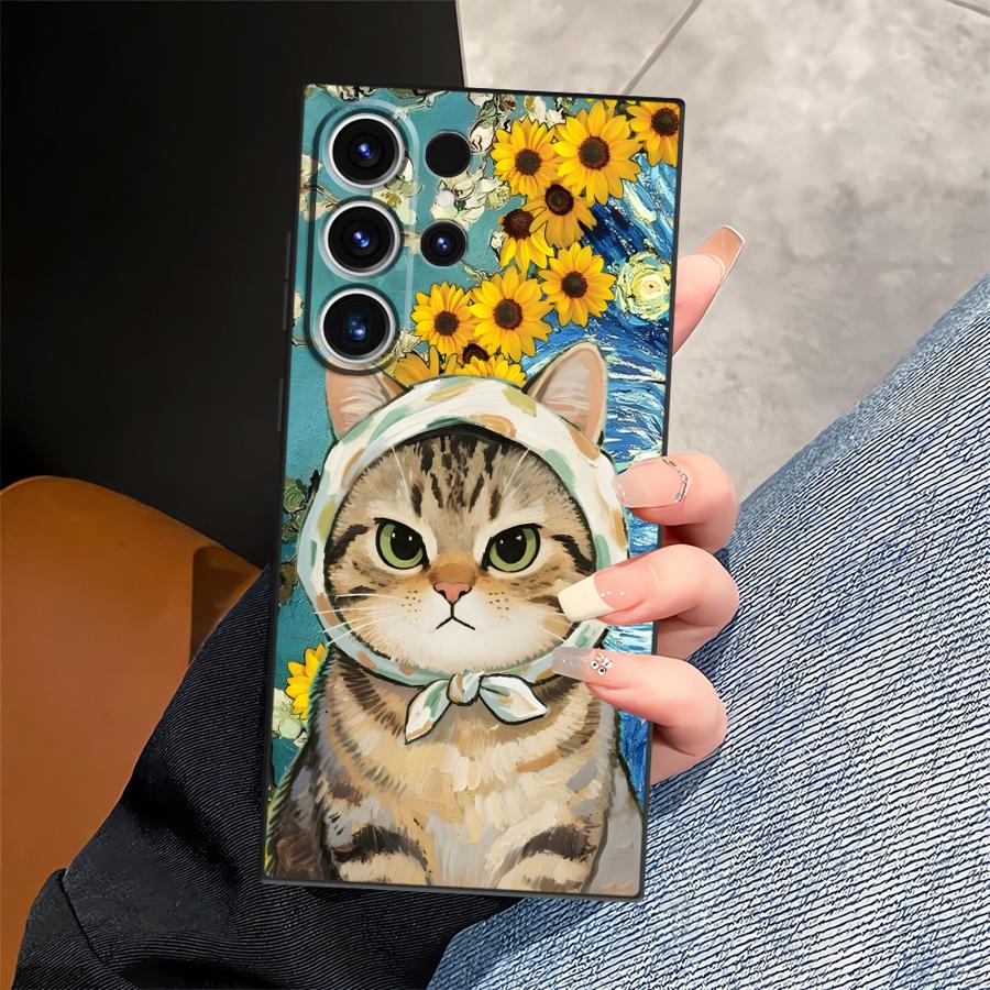 Funda Phone Cover Case for Samsung Galaxy S26 Ultra S23 S24 Note 20 8 9 10 S20 Ultra S10 S9 S21 FE S25 Plus Cartoon Cute Cat