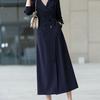 2025 Women's British Style Black Trench Coat - Elegant, Long, Over-the-Knee Spring/Autumn Fashion