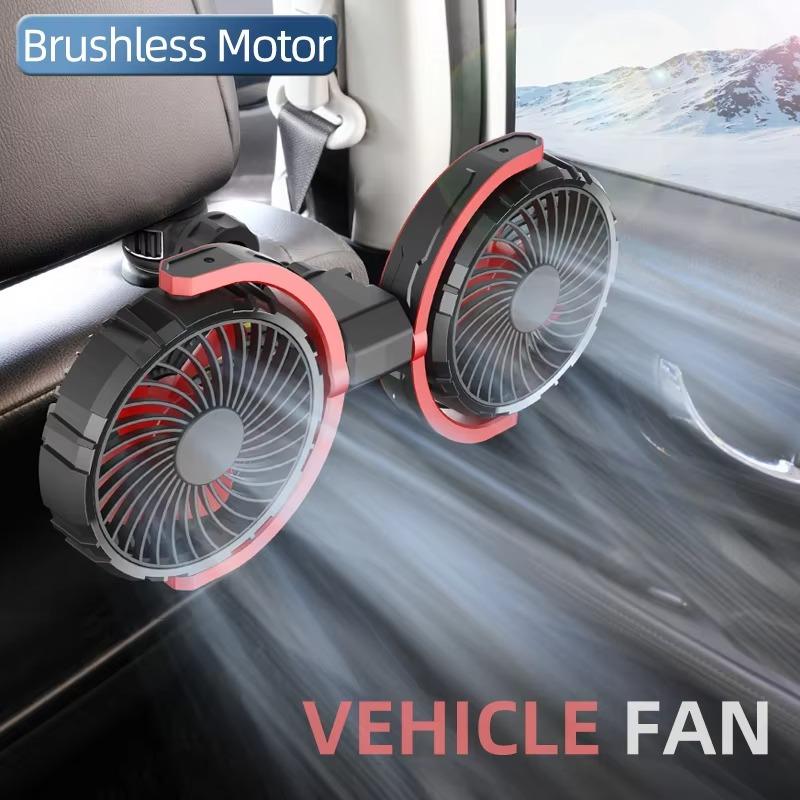 Professional Dual Head Vehicle Fan High Velocity Wind 360° Rotation Adjustable 5V/12V/24V Compatible All Automobiles Models