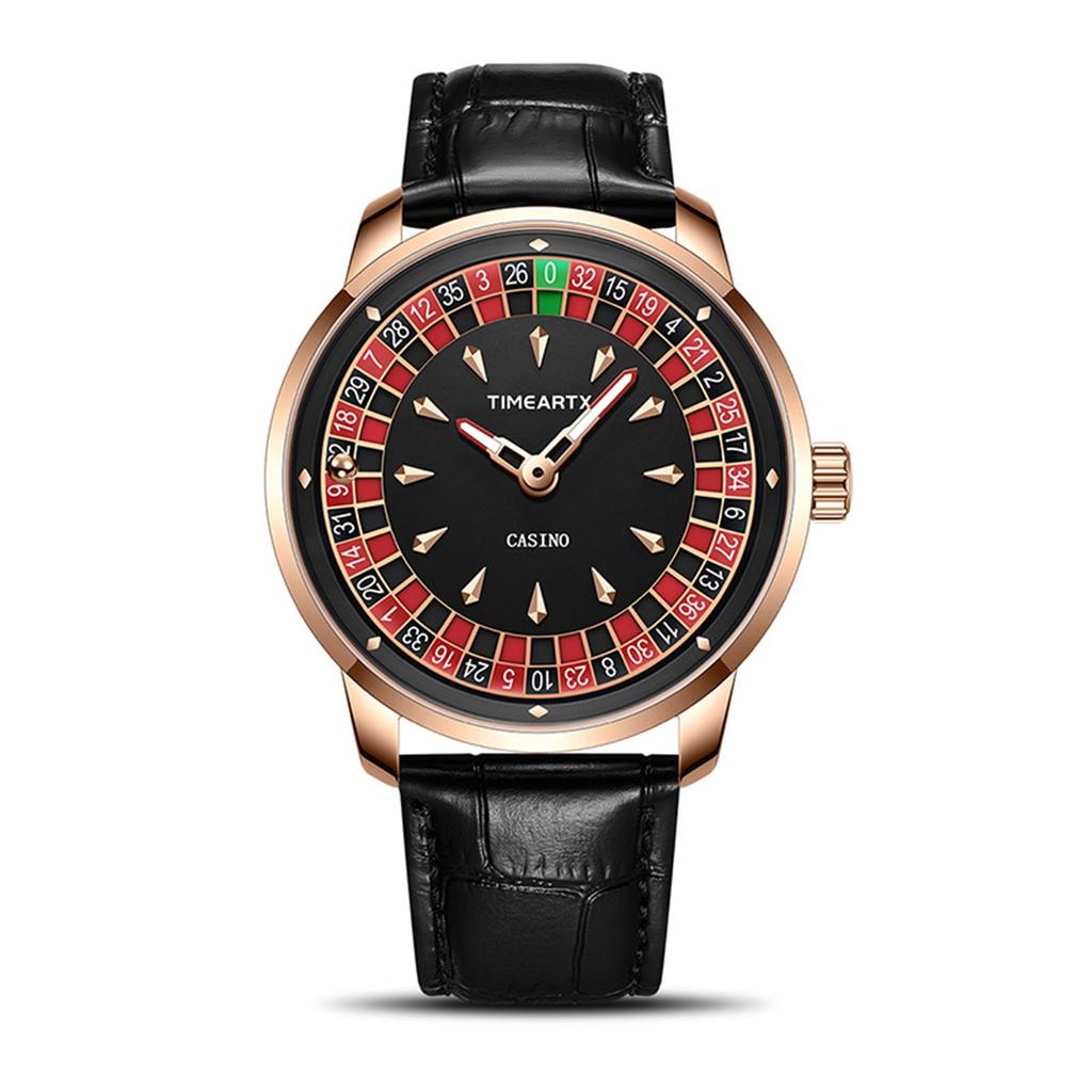 Orologio da uomo Nuovo Design Roulette Europea Gioco di Carte Moda Movimento al Quarzo Orologio da Polso in Acciaio Inossidabile