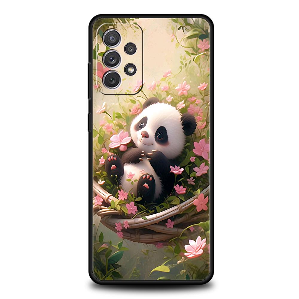 Cartoon Lovely Panda Phone Case for Samsung Galaxy A15 A14 A25 A54 A34 A51 A71 A72 A73 A32 A52 A52S A11 A21S A31 A41 Soft Shell