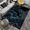 Modern Abstract Marble Pattern Carpet with Black and Blue Swirls Suitable for Use As an Anti-slip for Living Room Bedroom Sofas
