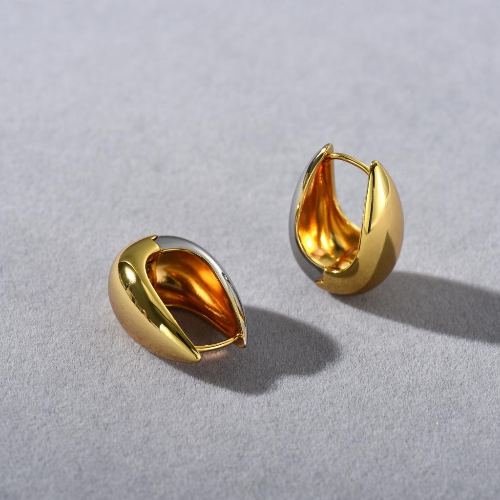 Fashion, Simple And Cold Style, Metal Gold And Silver Color Matching Ear Buckles, Earrings, Niche Creative Trend Earrings, Women