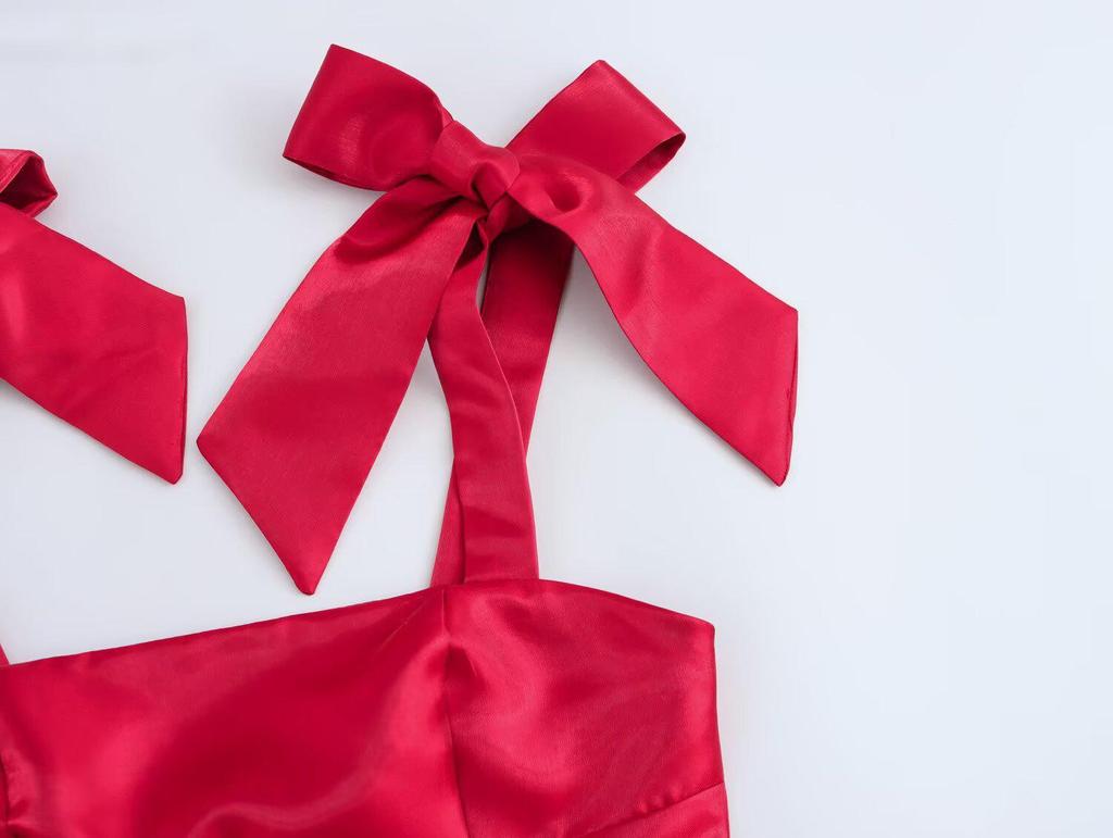 2025 Spring Women's European & American Style Bow Tie Dress