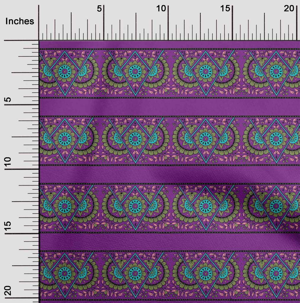 oneOone Cotton Flex Fabric Geometric|Leaves & Floral Block Printed Fabric 1 Yard 40 Inch
