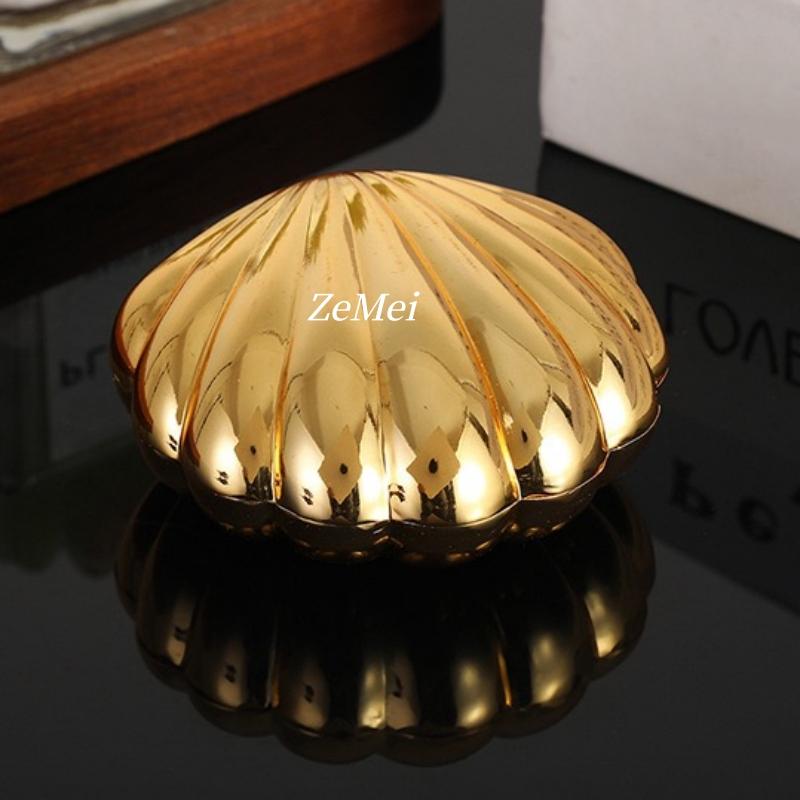 Shell Shape Bracelet Storage Box Jewelry Organizer,European Style Alloy Necklace Ring Storage Jar Dresser Display Couple Gifts