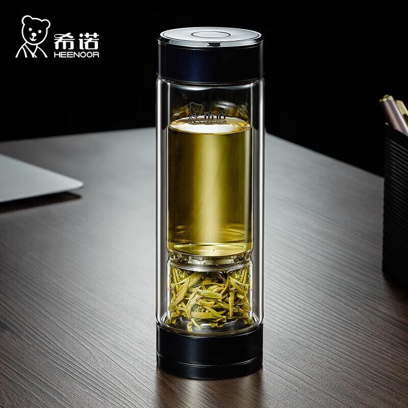 HEENOOR Double-Layer Magnetic Tea Infuser Glass Cup