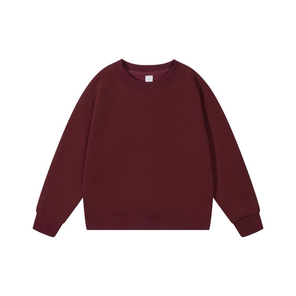 320g Rundhals-Sweatshirt für Kinder mit überschnittenen Schultern, einfarbig - Langarm-Schuluniform mit individueller Stickerei