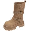 Brown retro Maillard platform thick-soled high-heeled Martin boots women's 2025 new autumn thin and heightened medium boots