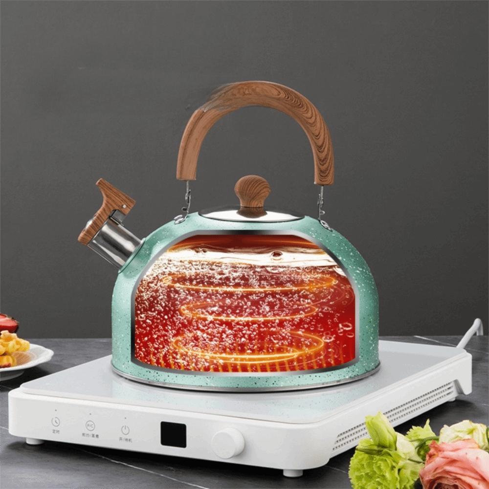 Stainless Steel Stove Water Kettle Flat Bottom Teapot Star Point Whistle Kettle  Induction Cooker