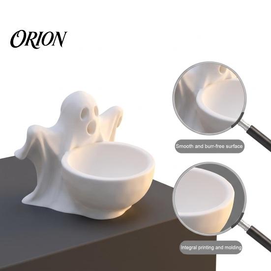 Ghost Shaped Tray for Candy 3D Printed Storage Ornament, Cute Bowl, Halloween Desktop DIY Hand Painted Crafts Jewelry Holder, Creative Desk Organizer