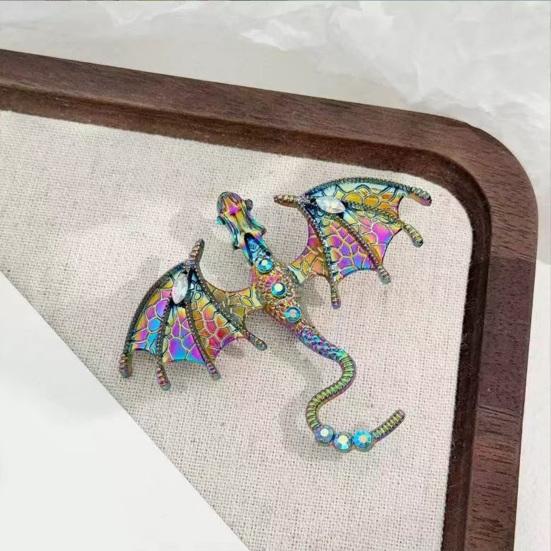 Winged Dragon Brooch Retro Colorful Dragon Brooch Pin Decorative Alloy Lapel Pin Clothes Accessory for Backpack Hats Jackets Decoration