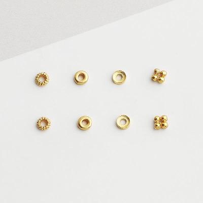 Vergoldete S925 Sterlingsilber Mini Spacer Perle für DIY Schmuckherstellung