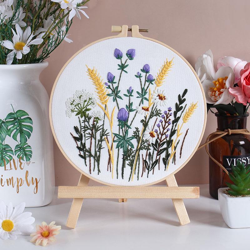 European Style 3D Embroidery DIY Kit - Handmade Flowers and Plants