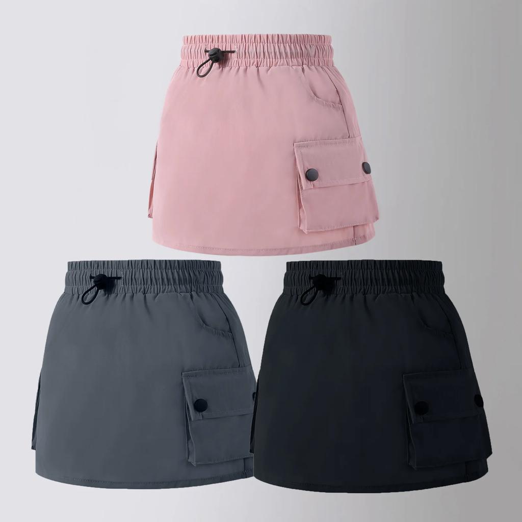 Girls Skirt Spring Summer Casual Short Overallskirt Fashion Pockets A-line Skirt for Kids Teenage Children Skirt 12 13 14 Years
