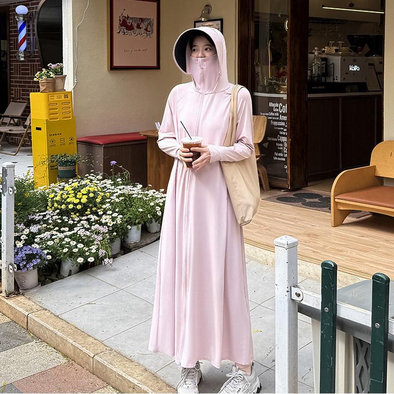 Sunscreen clothing long full body women's ice silk thin 1011 summer sunscreen clothing vinyl hooded UV protection sunshade clothing