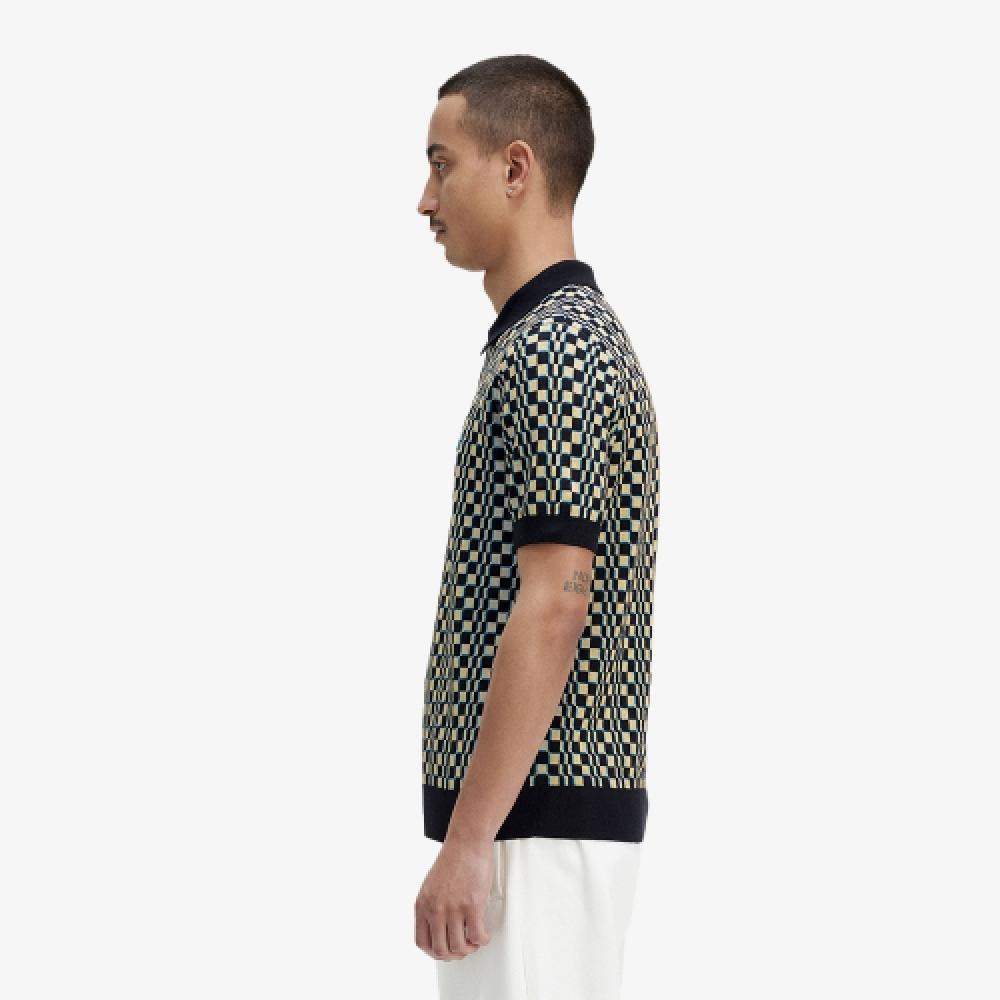 Fred Perry [sharp] Glitch Checkerboard Knit Shirt  R70  Afpm2336514 R70