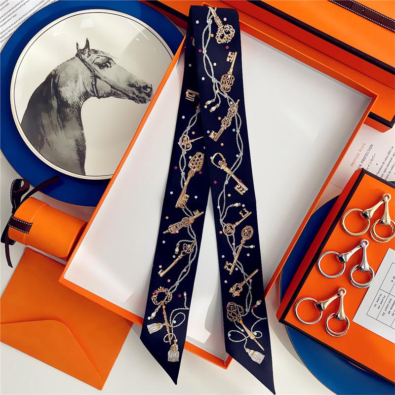 

100% Шелк Высокое Качество Роскошный Бренд Шарф Женский Повязка на Голову Лента для Волос Фуляр Галстук Ленточка Носовой Платок Узкие Шарфы Аксессуары 5x85cm