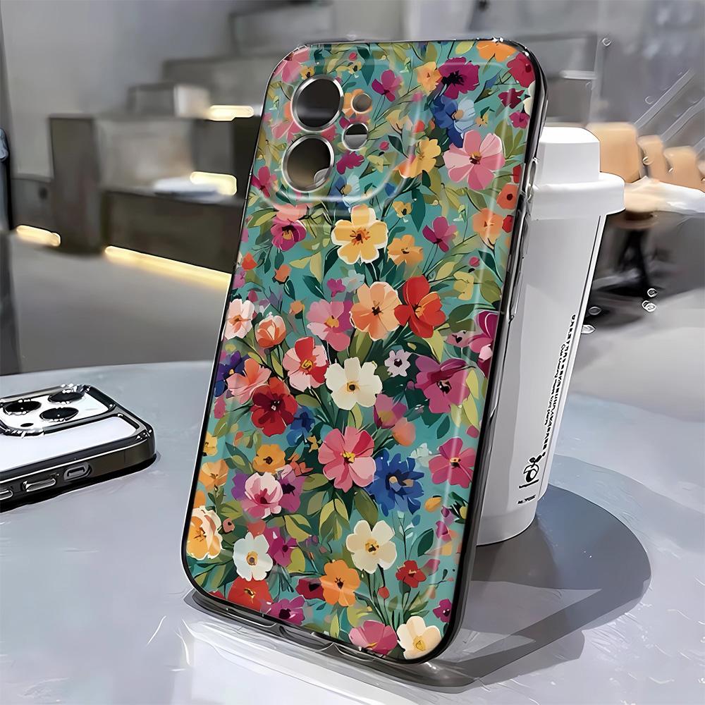 Colorful flowers For iPhone 16 15 14 13 12 11 Pro Max XS XR 16 14 Plus Phone Case Bumber Cover 16E