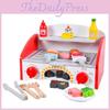 Wooden Simulation Kitchen Stove Kitchenware And Barbecue Grill Model Kid Toy