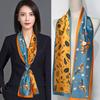 Long small silk scarf spring and summer new with shirt streamer multi-functional belt hair tie high-end printed scarf