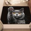 VIKAMA Cartoon Cute Kitten Carpet Black Stain-Resistant Floor Mat Doormat Soft Rug For Bedroom Carpet For Live Room Bathroom Mat