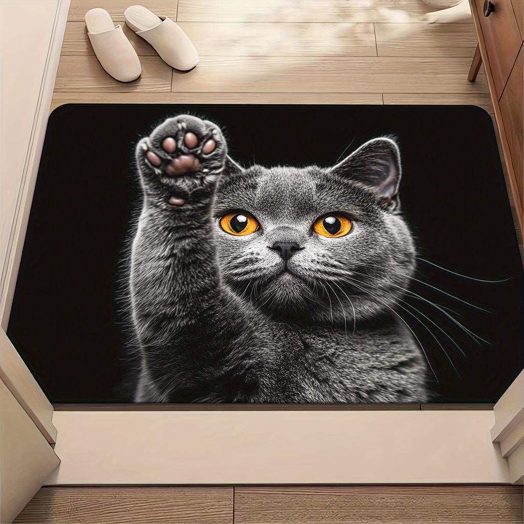 VIKAMA Cartoon Cute Kitten Carpet Black Stain-Resistant Floor Mat Doormat Soft Rug For Bedroom Carpet For Live Room Bathroom Mat