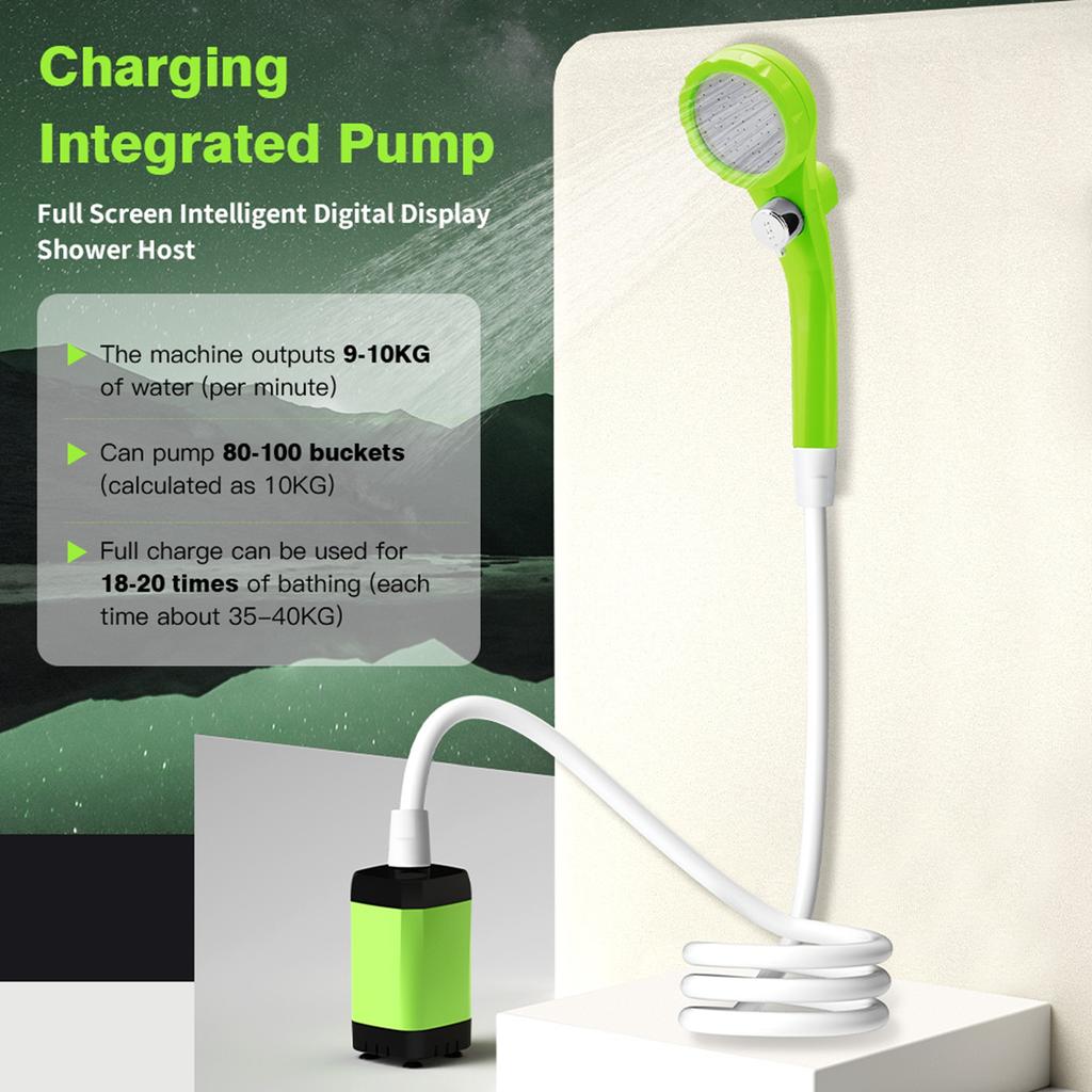 Camping Shower Pump RV Outdoor Shower Kit Camp Shower Intelligent Digital Display Adjustable Shower