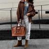Women's Retro Y2K Style Brown Short Loose Jacket - European & American Spring/Autumn Fashion