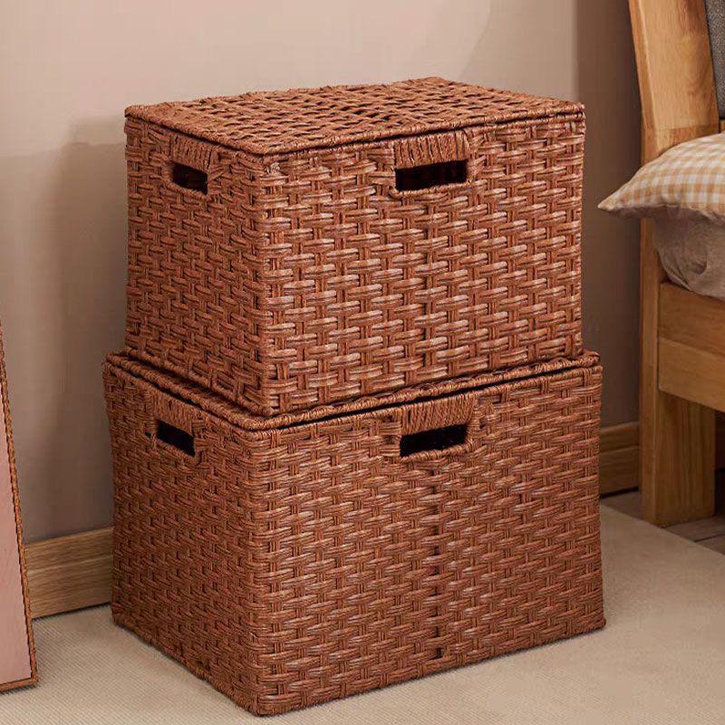 Vävd förvaringslåda med lock: Hushållsorganisatör för snacks, leksaker och diverse