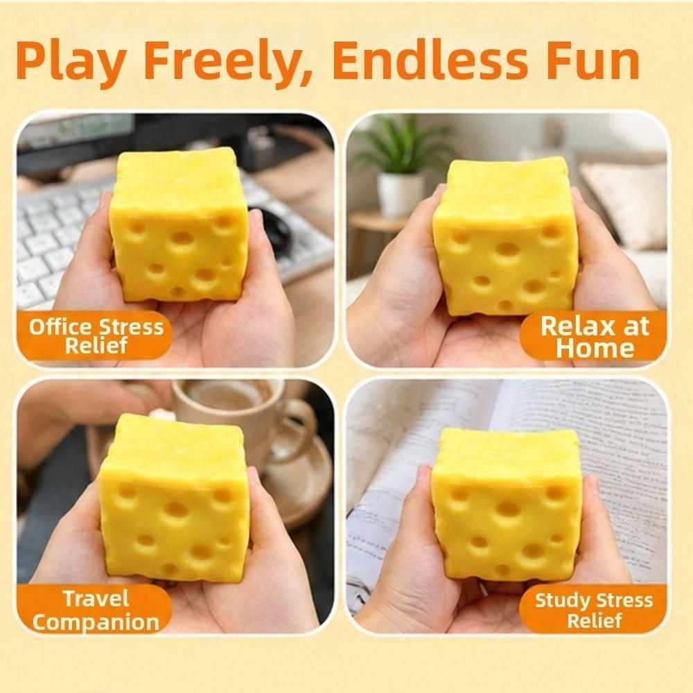 Crunchy Cheese Squeezed Cube 5/7cm Triangle Cheese Squishy Toy TPR Fidget Toy Office Desk Toy