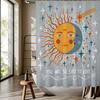 Sun & Moon Fashion Art Digital Print Shower Curtain – Reversible Polyester with Hooks for All-Season Bathroom Decor