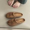 Fashionable Shoes Retro Woven Hollowed-out Shoes Breathable Toe Caps Semi-flip-flops New Casual Slippers