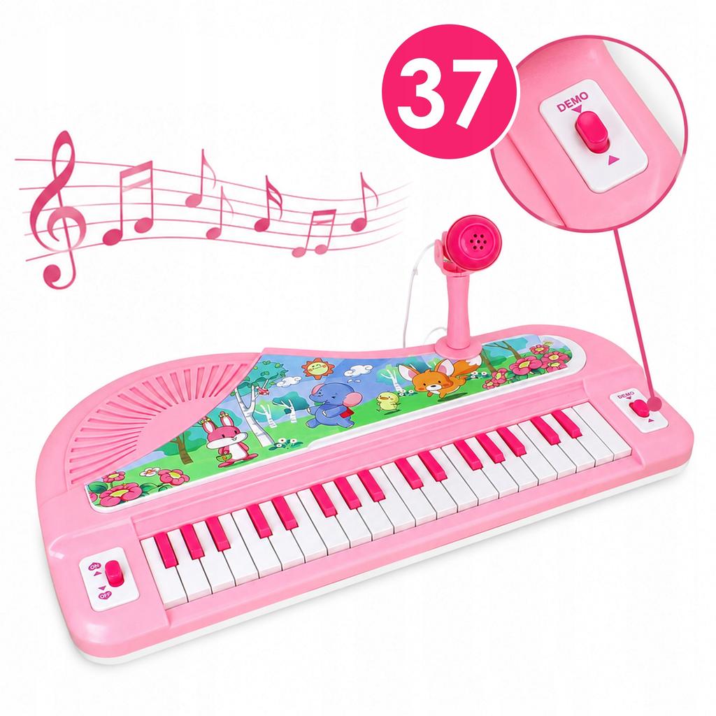 [PACZA] Tastiera mini pianoforte rosa per bambini con gambe, 37 tasti, N68