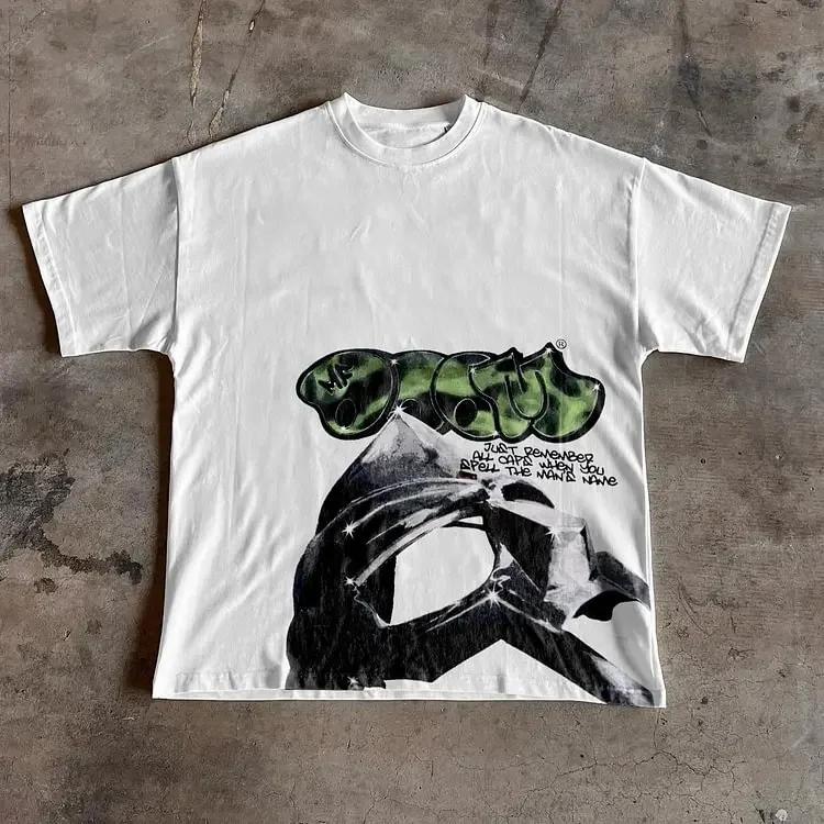 Koszulka bawełniana z nadrukiem graficznym The Illest Villain Mf Doom Męska Y2K Lato Vintage Krótki Rękaw Oversize T-shirt Streetwear Damski Top