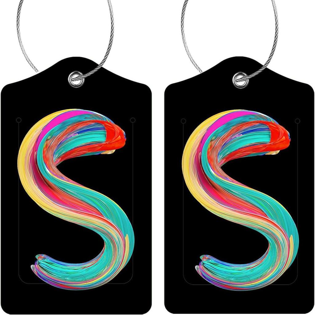 Stylish Printed Leather Luggage & ID Tag Set