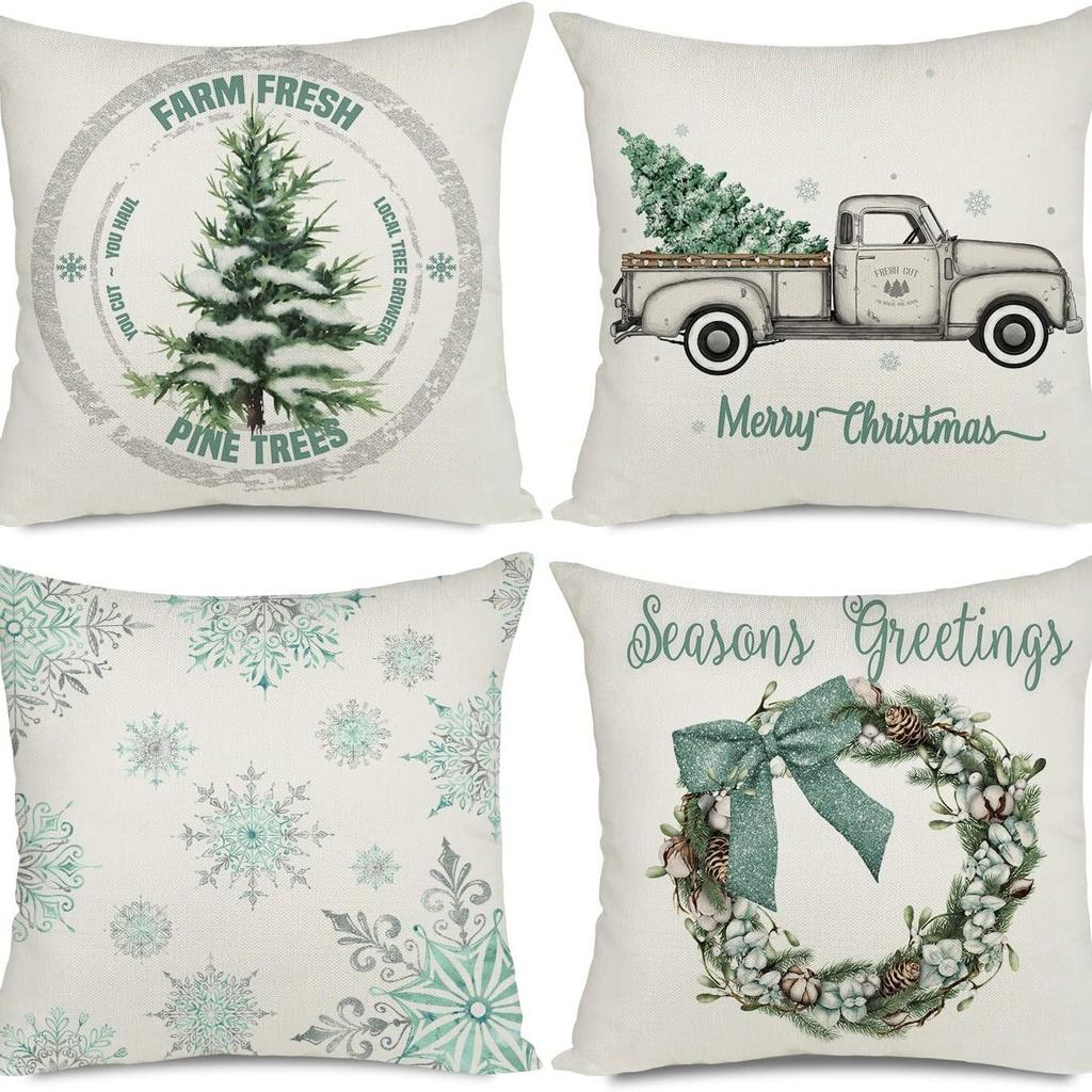 Living Room Christmas Decoration Pillowcase Nordic Style Christmas Tree Printed Cushion Festive Atmosphere Household Supplies