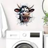 3D Cartoon Funny Cow Realistic Wall Stickers, Self-Adhesive Decor for Room Living Room Background Wall Decoration