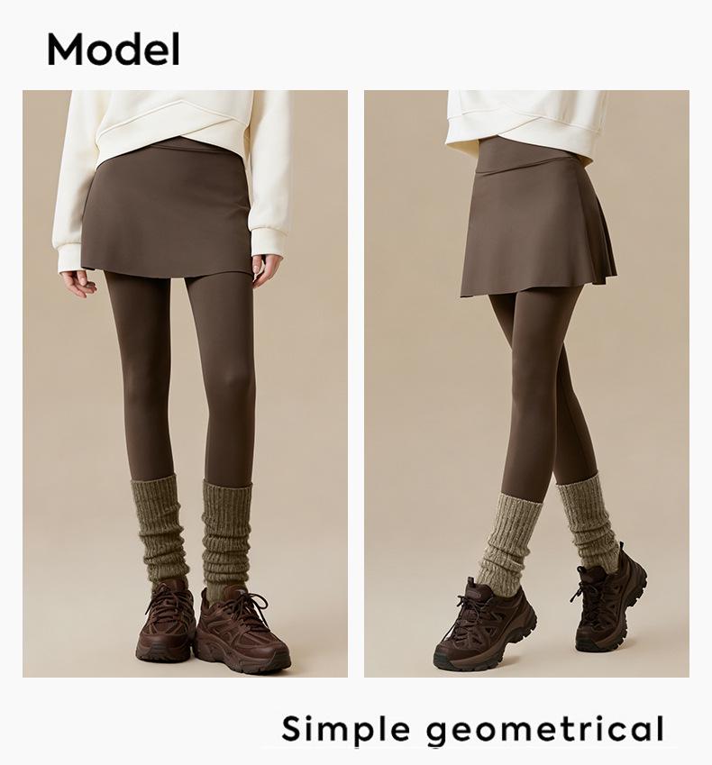 Plus-Size Micro-Flare Skirted Leggings for Women - Warm, Thick, Velvet Base Layer for Spring & Autumn