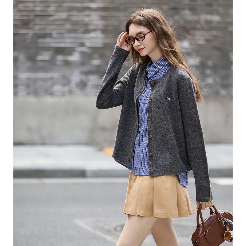 TonLion Women's Round Neck Solid Knit Cardigan