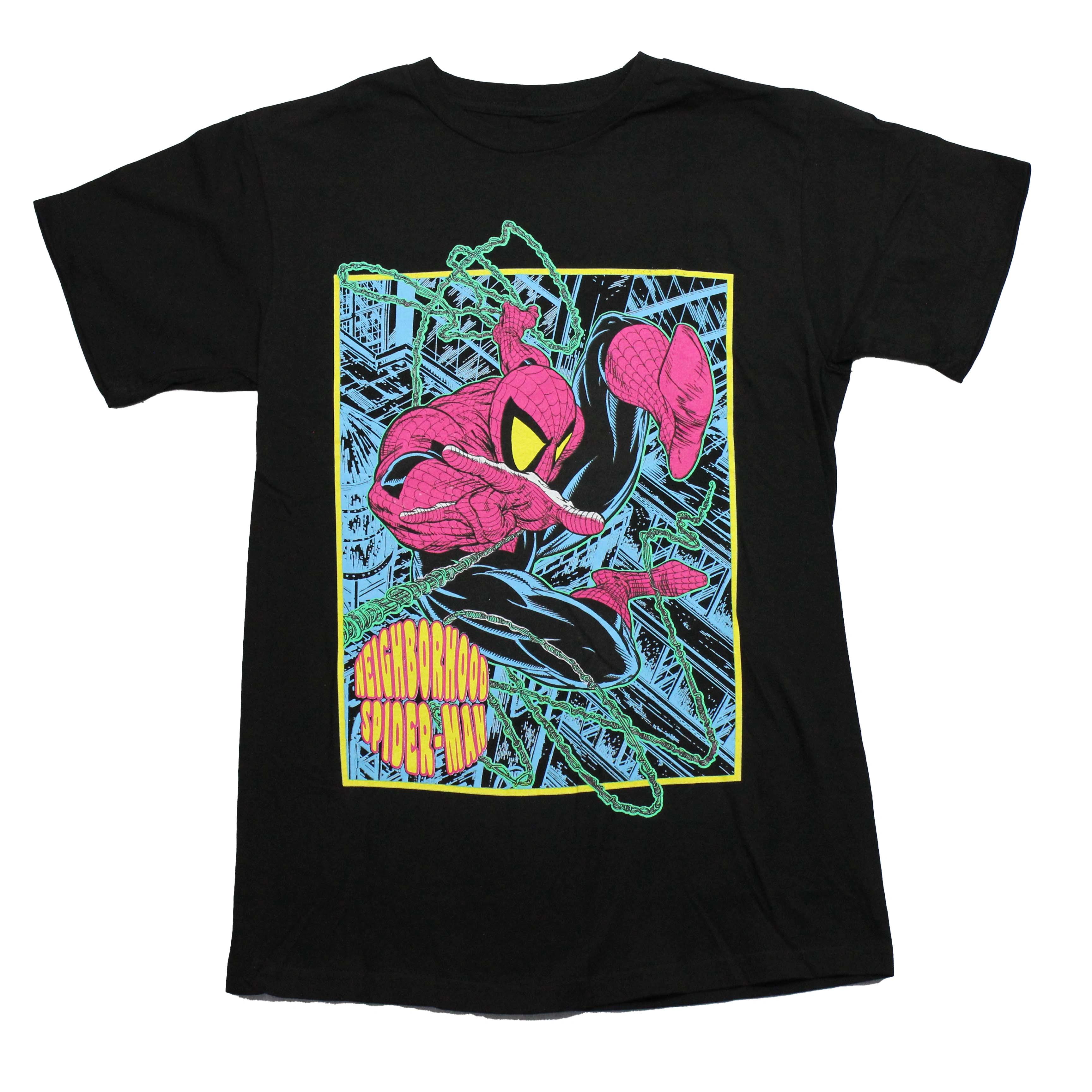 

2026 new SpiderUnisex Tshirt with neighborhood pattern neon color retro style black color street fashion loose fit Unisexs Tshirt S