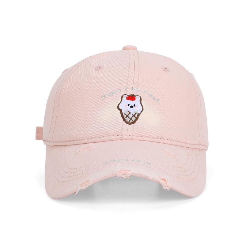 Korean Embroidered Puppy Baseball Cap, Deep Top, Big Head Circumference, Sun Protection and Sunshade Hat