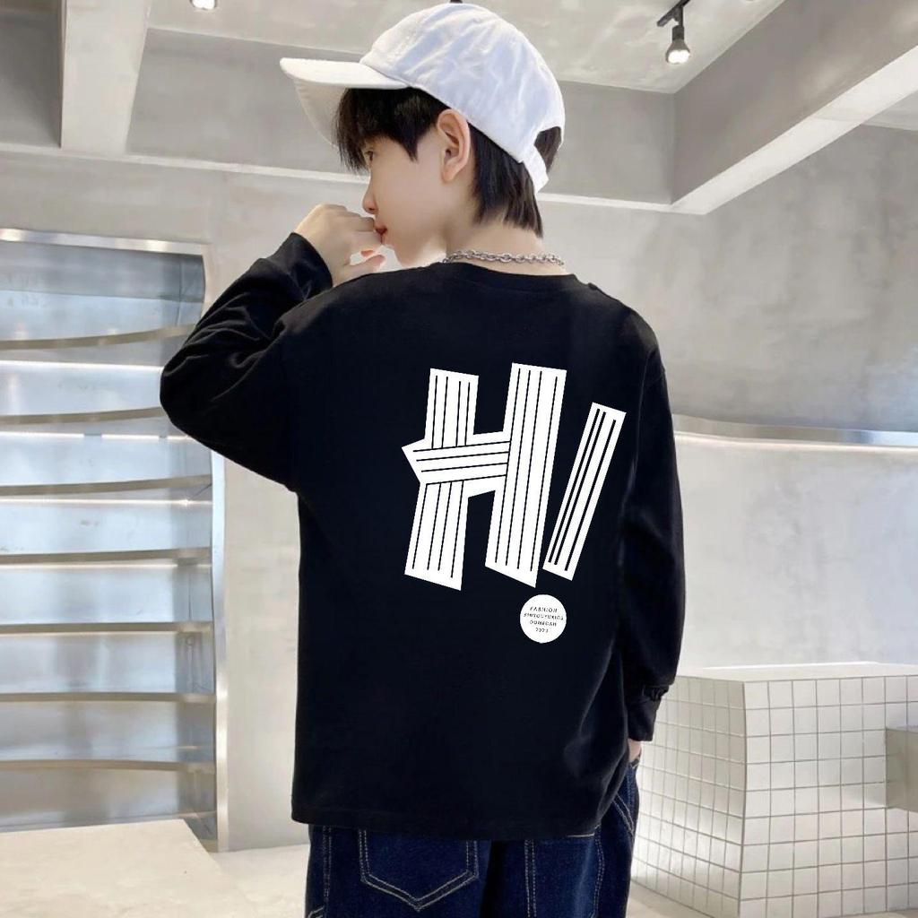 100% Pure Cotton Boys' Long Sleeve Round Neck T-Shirt - Autumn Casual Children's Clothing