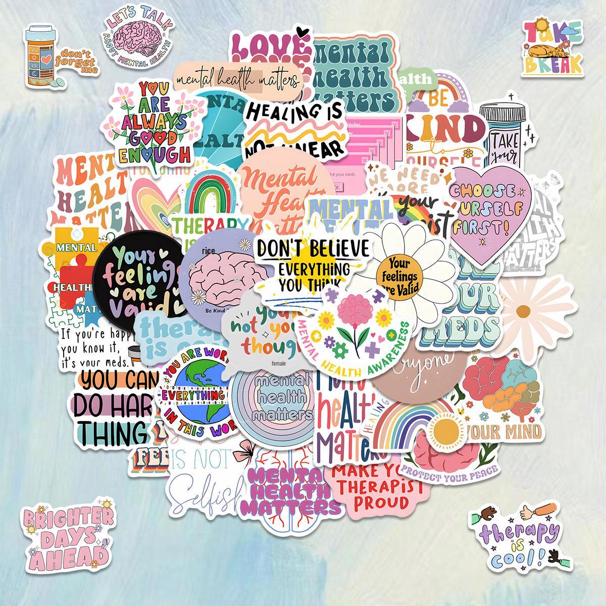 50 Healing System Mental Health Stickers for Phone Cases, Stationery, Notebooks, and Planners No