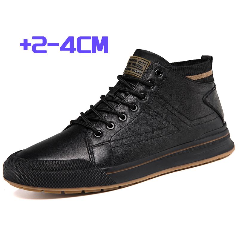

High Quality Mens Casual Shoes All-match Men Outdoor High Top Shoes Classic Genuine Leather Man Ankle Boots Non-Slip Biker Botas 44 чёрный