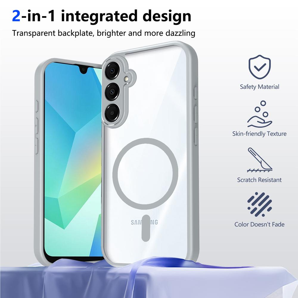 KEYSION Transparent Magnetic Phone Case for Samsung A56 5G A36 A26 5G Silicone+PC HD Clear Shockproof Cover for Galaxy A16 4G 5G